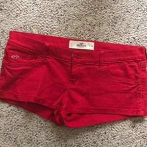 Hollister red jean shorts
